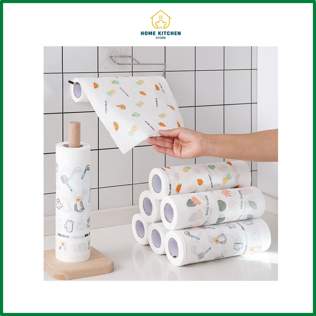 Cuộn khăn giấy lau bếp đa năng siêu dai, lau sạch dầu mỡ, tái sử dụng được nhiều lần, thấm hút tốt, họa tiết dễ thương