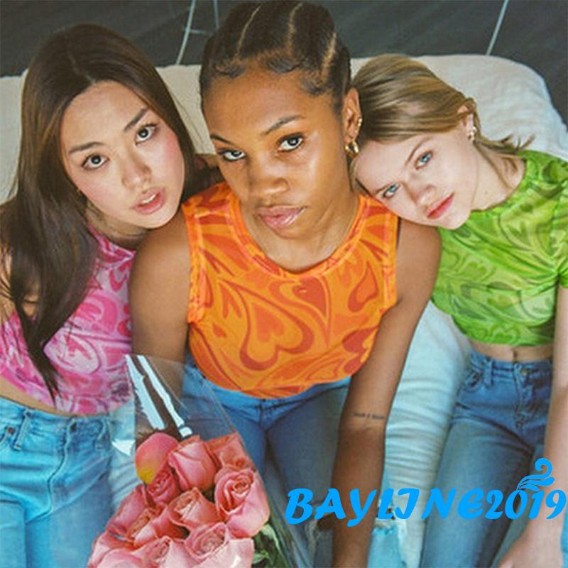 Áo Croptop Ngắn Tay Cổ Tròn In Họa Tiết Trái Tim Xinh Xắn Theo Phong Cách Xuân Hè Dành Cho Nữ