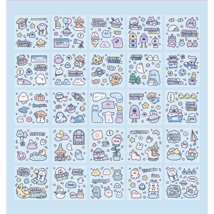 Sticker cute trang trí dán tập vở, bình nước, bút nước