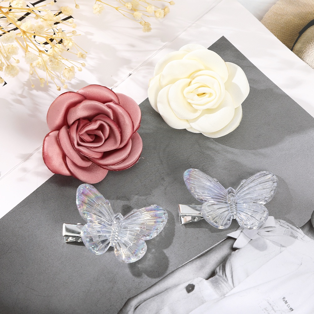 Haimeikang Set 6 kẹp tóc hình hoa hồng / bướm mini dễ thương cho bé gái
