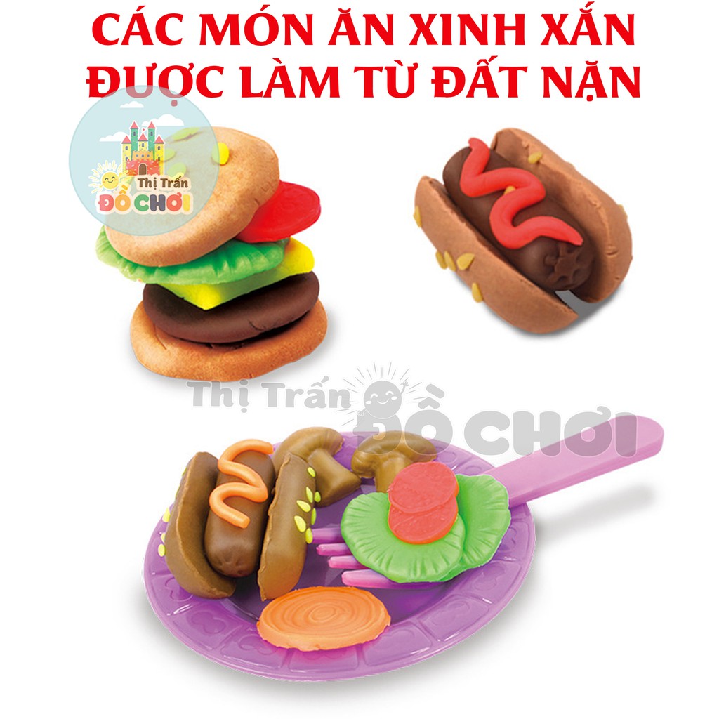 Bộ đồ chơi đất nặn an toàn cho bé có khuôn làm đồ nướng BBQ kèm theo 8818B - Thị trấn đồ chơi