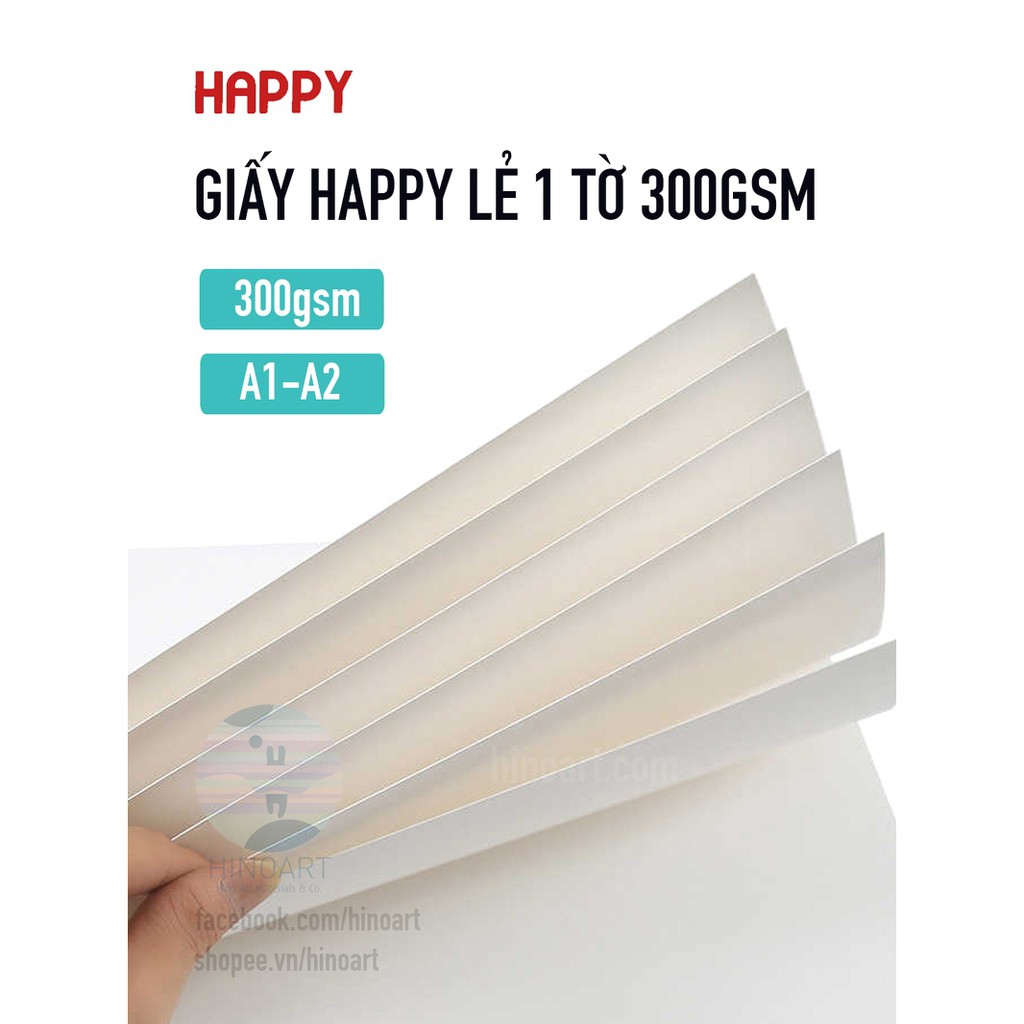 Giấy màu nước Happy 300gsm - A5/A4/A3 - 10 tờ