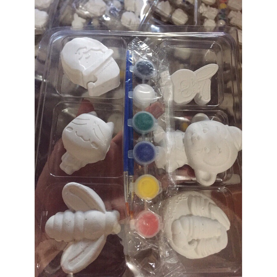 Bộ 6 tượng, 10 tượng thạch cao cho bé tô màu