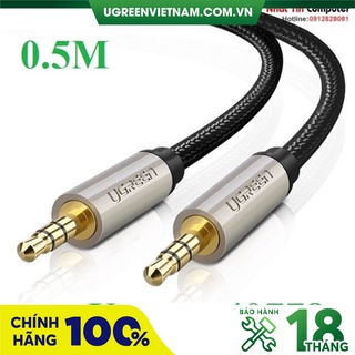 Cáp audio aux 3.5mm dài 0,5m chính hãng ugreen 40778 bọc vải cao cấp