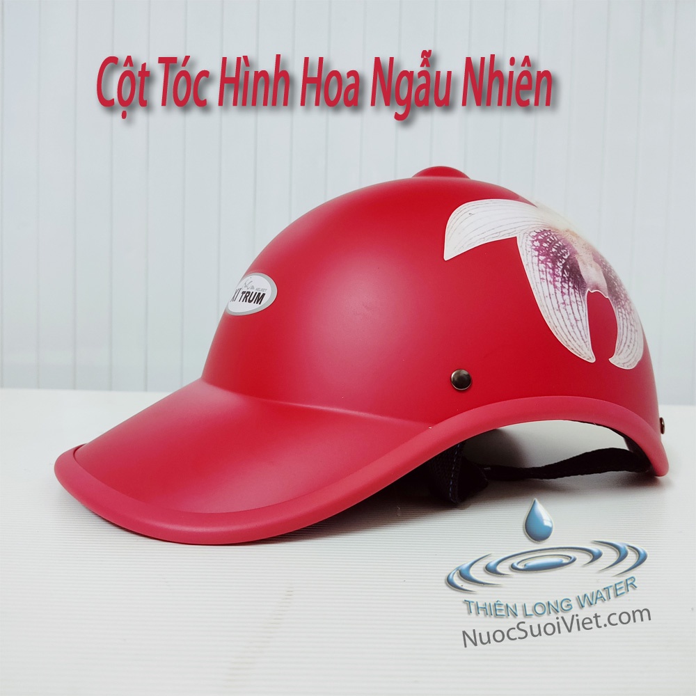 Nón Bảo Hiểm Có Lỗ Cột Tóc Phía Sau Hình Hoa  - Nhiều Màu Lựa Chọn