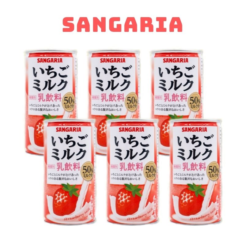 [HỎA TỐC HCM] Lốc 6 Lon Nước Sữa Dâu Sangaria Ichigo Milk 190g