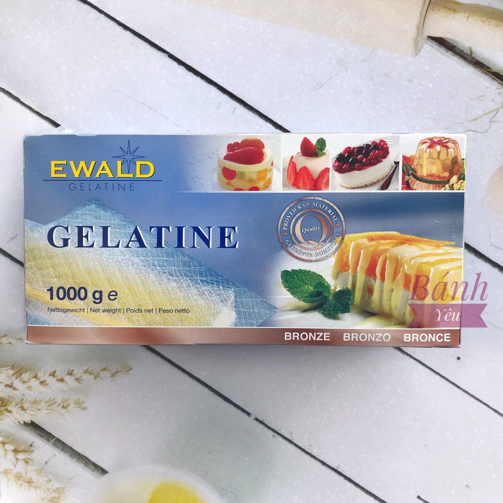 (Hộp Nguyên 1kg) Gelatine Lá Xuất Xứ Đức Ewald-Gelatin Dạng Lá - PL65A