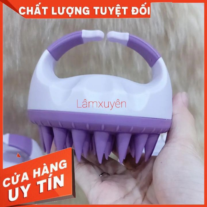 Lược gội đầu dưỡng sinh TÍM SỊN silicon gỡ rối ,loại bỏ những cặn bã nhờn, gàu(ngăn rụng tóc kích thích mọc tóc)[tậngốc]