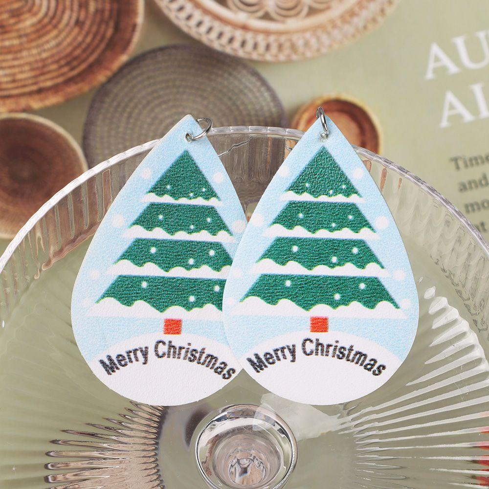 LEILY Đôi Khuyên Tai Da PU Đính Hoa Tuyết Và Giọt Nước Thời Trang