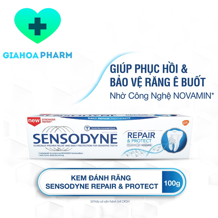 Sensodyne Repair &amp; Protect extra Fresh - Kem đánh răng giúp phục hồi răng nhạy cảm, hơi thở thơm mát, giảm ê buốt
