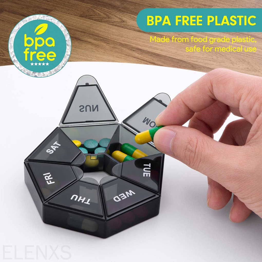2pcs/set Pill Case Plastic 7 Grid Tablet Box Portable Storage Tablet Holder Travel Organizer ELEN