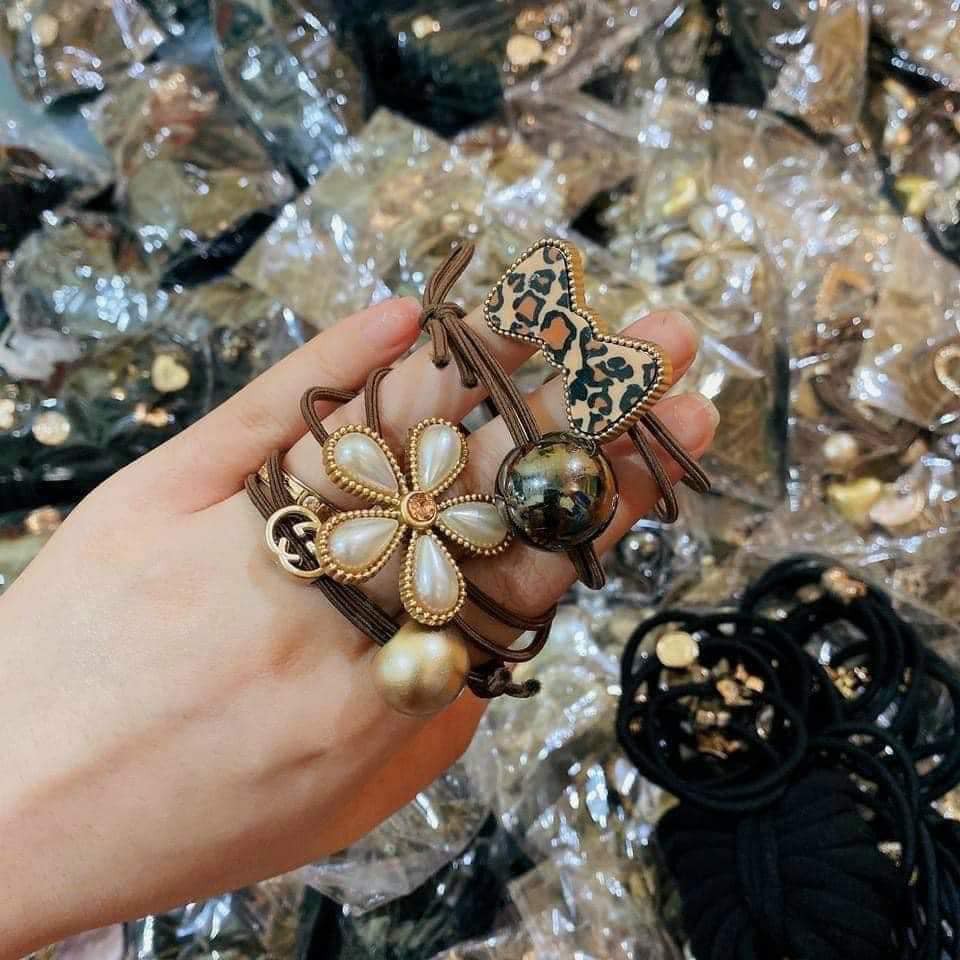 Set 60 dây buộc tóc, chun buộc tóc Hàn Quốc nhiều mẫu siêu xinh