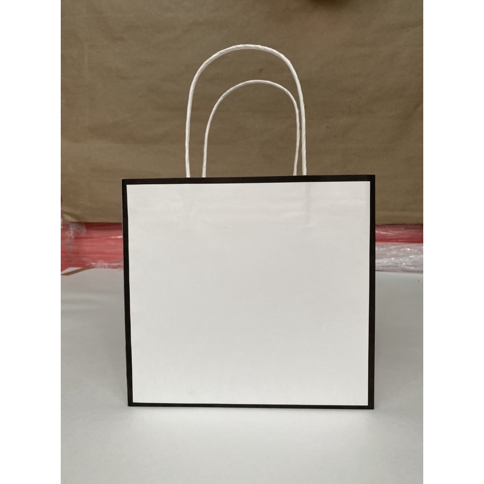 10 cái TÚI TRẮNG VIỀN ĐEN GIẤY KRAP NHẬT cao 20 ngang 21 hông 10 cm