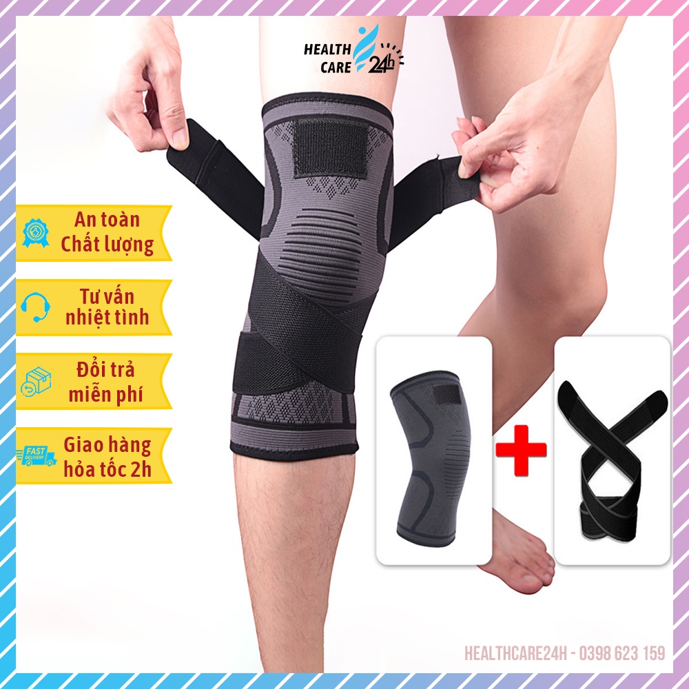 Bó gối thể thao có dây quấn, băng bảo vệ đầu gối giảm thiểu chấn thương do hoạt động thể thao, Healthcare24h M123