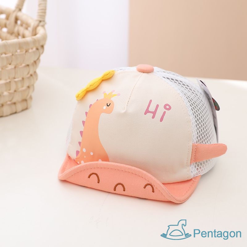 Mũ Lưỡi Trai Vải Lưới Mỏng Mềm Thoáng Khí Hình Khủng Long Hoạt Hình Đáng Yêu Cho Bé