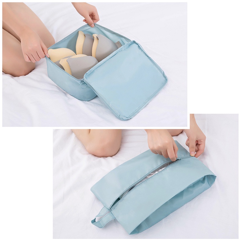 [Có Sẵn]Set 7 Túi Vải Nylon Đựng Đồ Du Lịch Cá Nhân Tiện Ích
