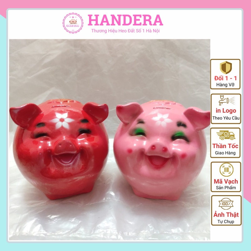 Heo đất tiết kiệm tiền HANDERA size nhỏ híp hàn quốc chất liệu thạch cao không ẩm mốc tiền an toàn sử dụng HD17