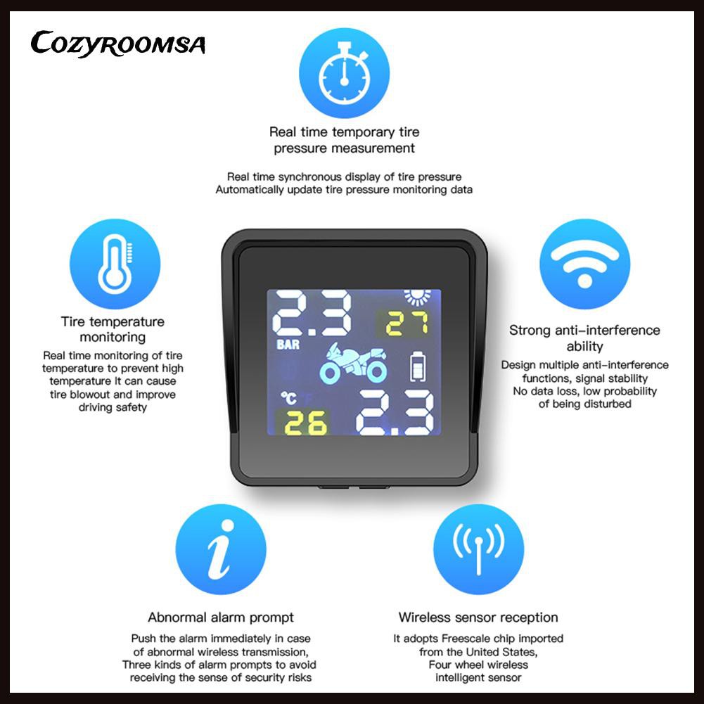 Hệ Thống Báo Động Áp Suất Lốp Xe Máy Tpms 2 Cảm Biến