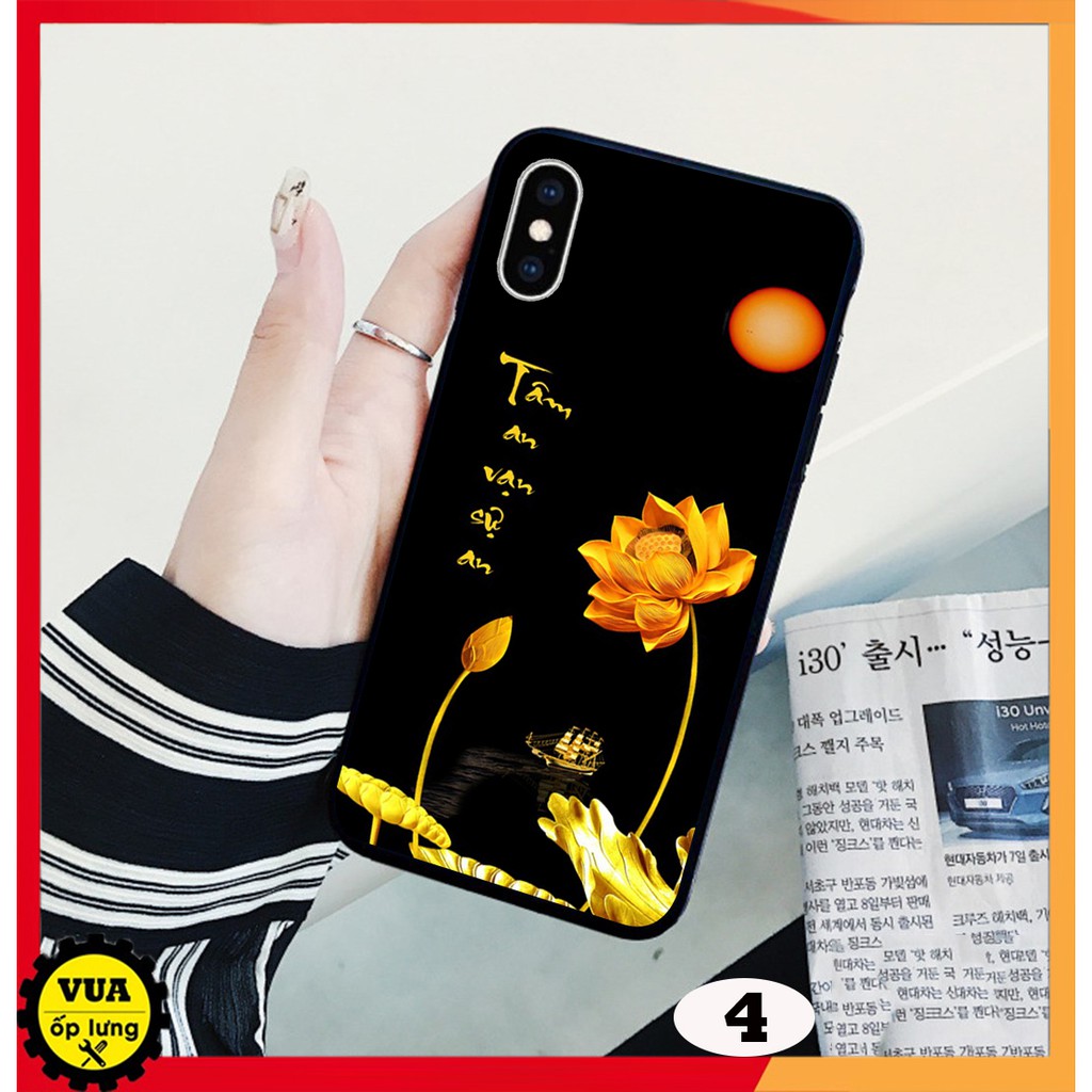 Ốp lưng kính điện thoại Iphone X/Xs - Iphone Xr - Iphone Xsmax hoa sen vàng sắc nét
