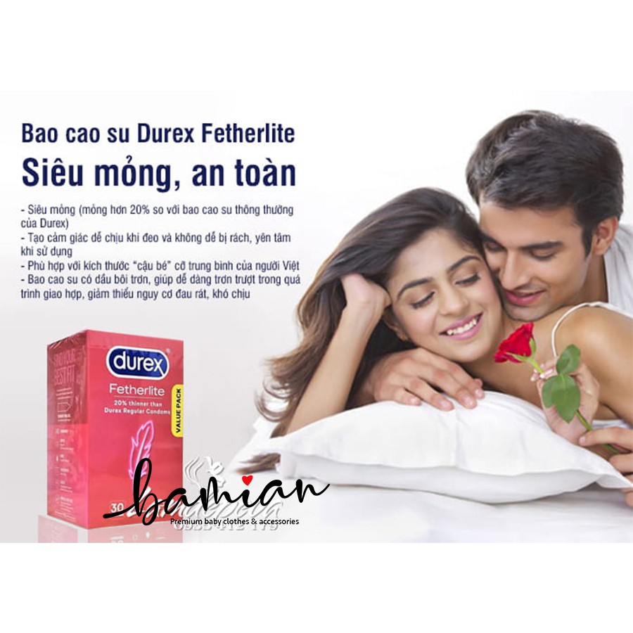 Bao cao su DUREX FETHERLITE ÚC siêu mỏng hộp 30 cái