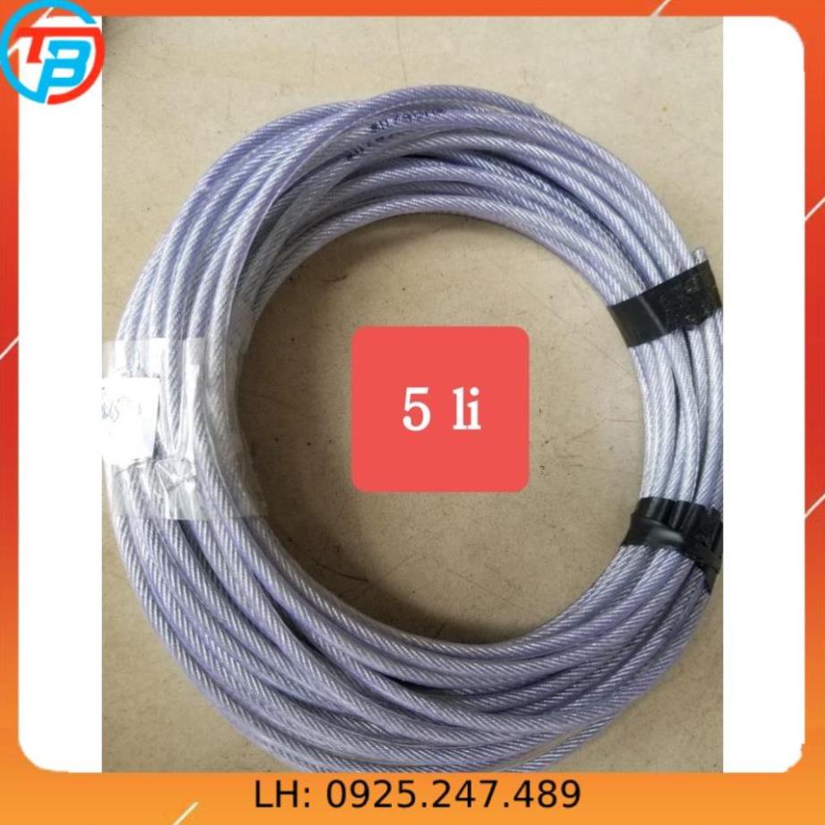 Cáp thép bọc nhựa cuộn 100 mét.Đầy đủ các size 2mm,3mm...cáp thép Thái Bình VinàN