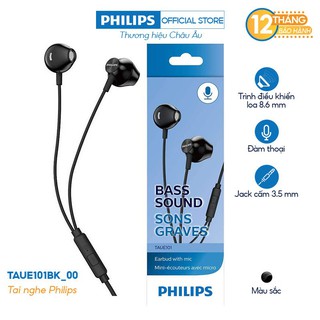 Tai nghe Philips TAUE101BK/00, có mic (màu đen)