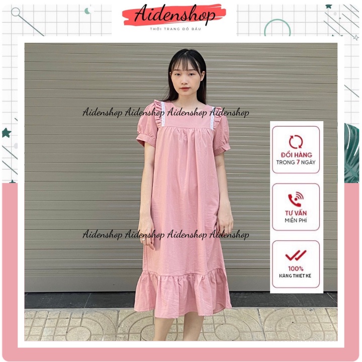 Váy bầu công sở thiết kế Aidenshop Đầm bầu thời trang dài mùa hè