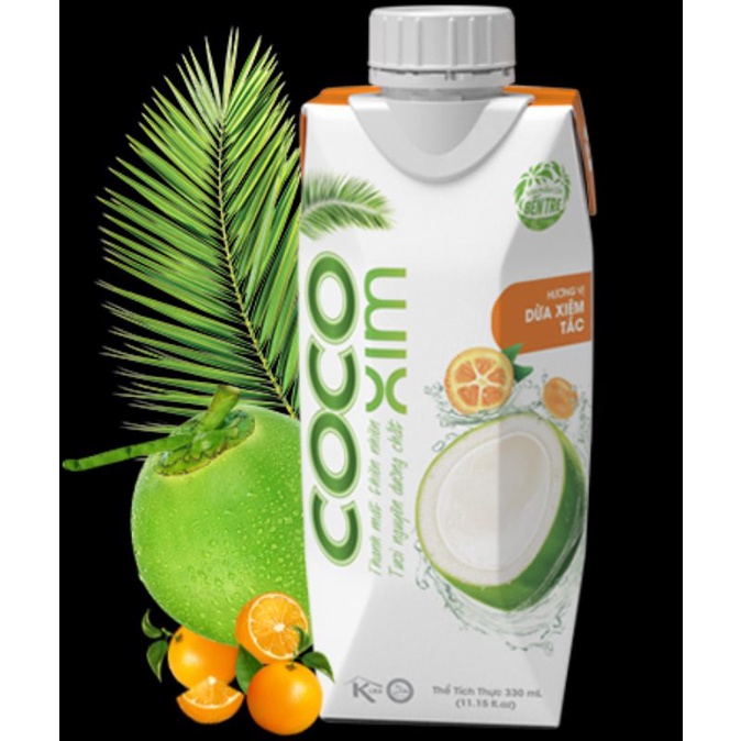 Cocoxim dừa xiêm tắc(12 x 330ml) + tặng 1 lon mía tắc 240ml