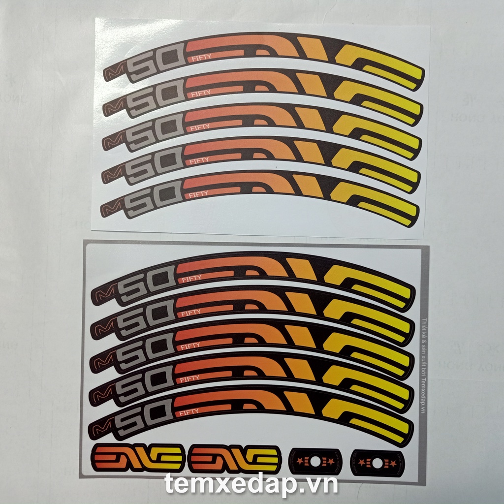 Tem decal dán vành niềng bánh xe đạp địa hình ENVE M50 FIFTY | MTB wheel decal | Temxedap.vn