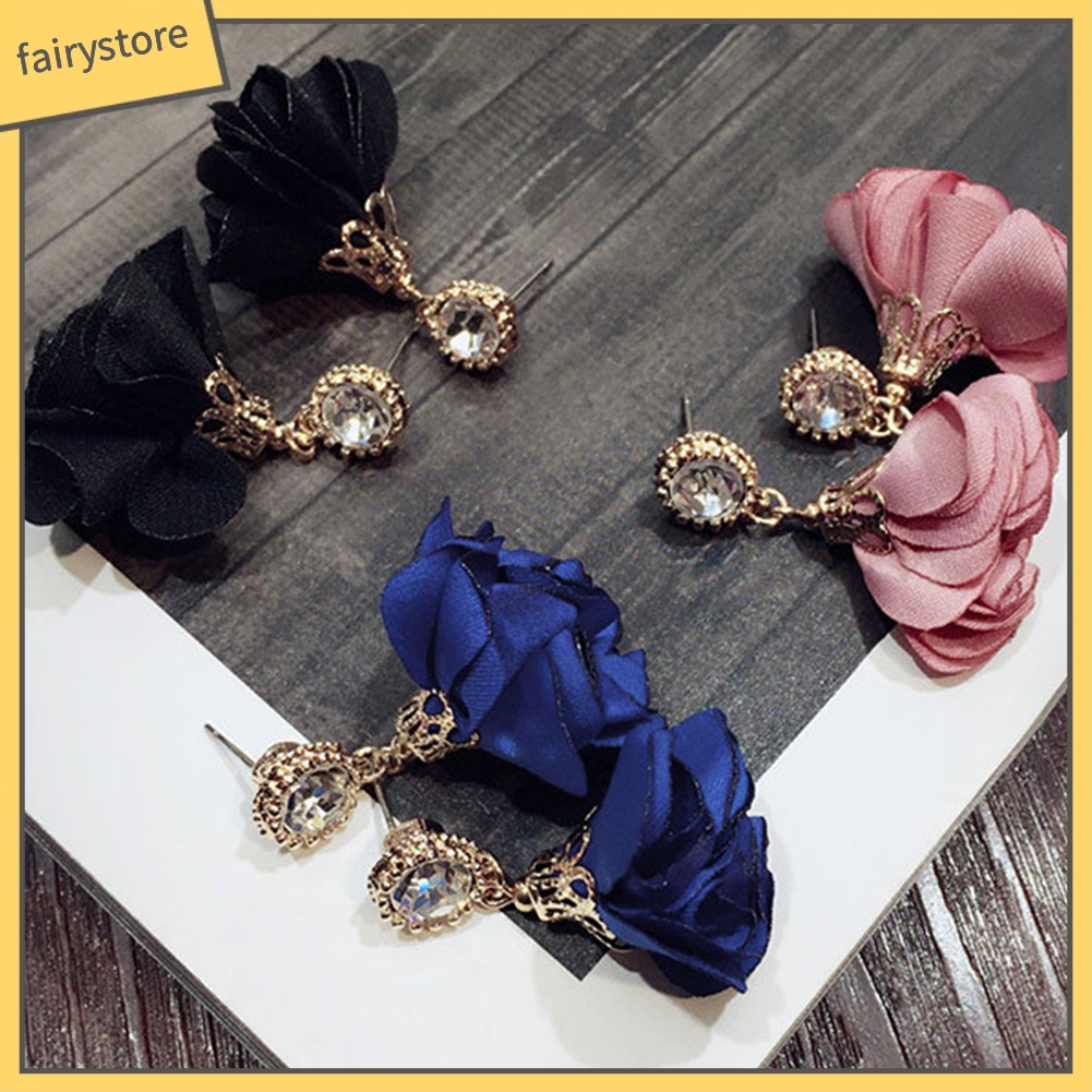 Bông Tai Hình Hoa Đính Đá Thời Trang Cho Nữ