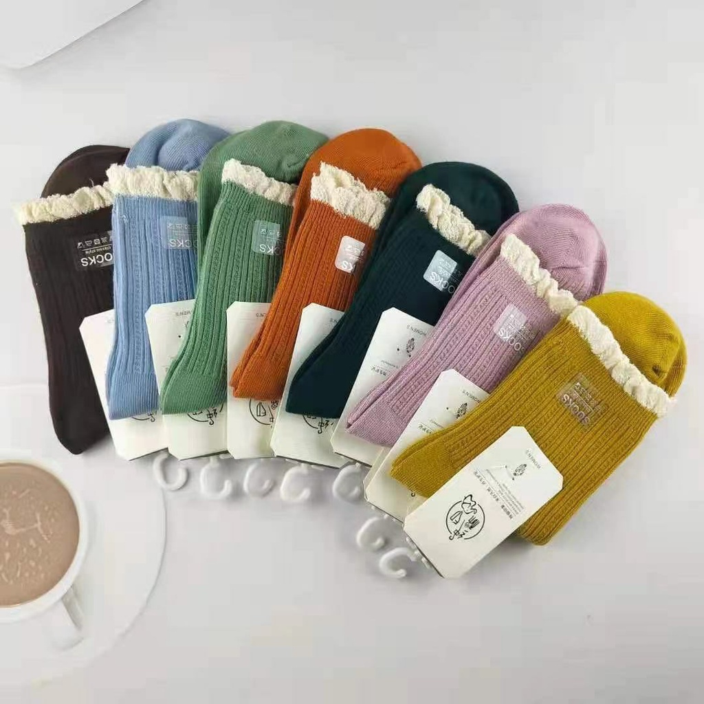 Tất Vớ Nữ Cổ Cao Nhiều Màu Siêu Dể Thương, Chất Vải Gân Tăm Mềm Mịn, Thoáng Mát - Subo Shop