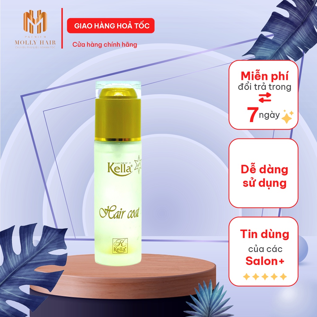 Dầu bóng dưỡng tóc MollyHair Kella, sử dụng cho mọi loại tóc chống lại tia UV phục hồi tóc hư tổn - 60ml