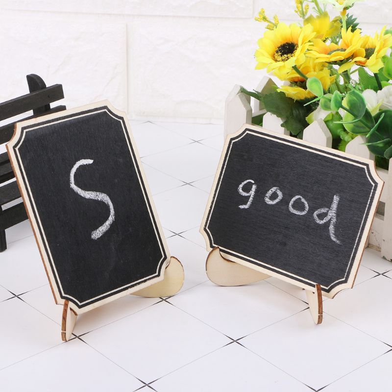Bộ 10 bảng đen mini bằng gỗ dùng ghi chú/ trang trí tiệc cưới độc đáo