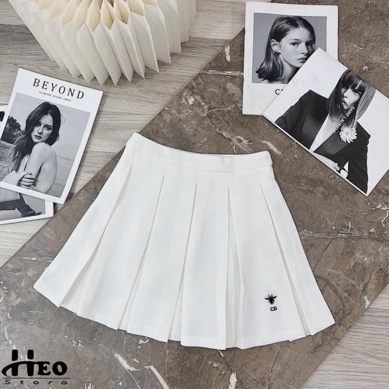 Chân váy tennis, xếp ly to thêu ong chất Vintex cao cấp dày dặn không mất form ly có quần trong M2105