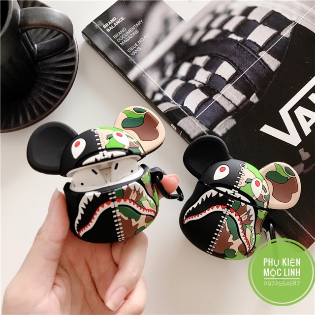 Tặng kèm móc treo - Case Airpod 1 2 ProVỏ bao AirPods silicon đựng tai nghe không dây Bearbrick - i12 , i13, i18...