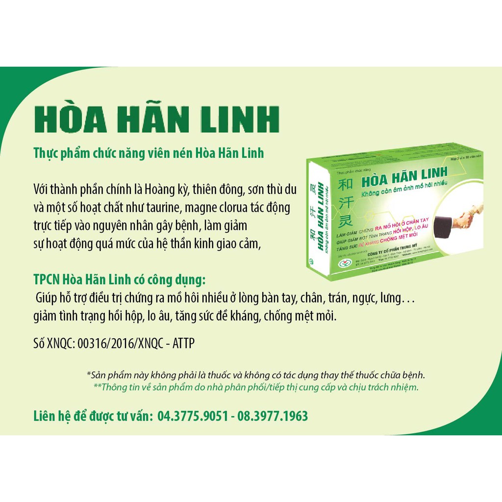 [CHÍNH HÃNG] HÒA HÃN LINH giải pháp cho người bị đổ mồ hôi nhiều