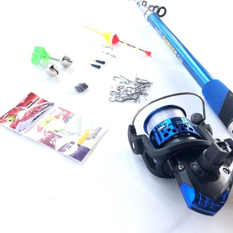Bộ cần câu máy shimano kèm phụ kiện đầy đủ như hình - Docauanhquan21