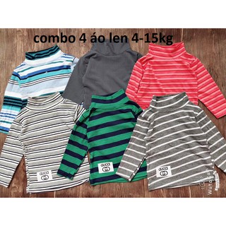 Combo 4 áo cotton len giữ nhiệt cổ 5 phân dành cho bé trai, bé gái, áo giữ nhiệt bé trai bé gái