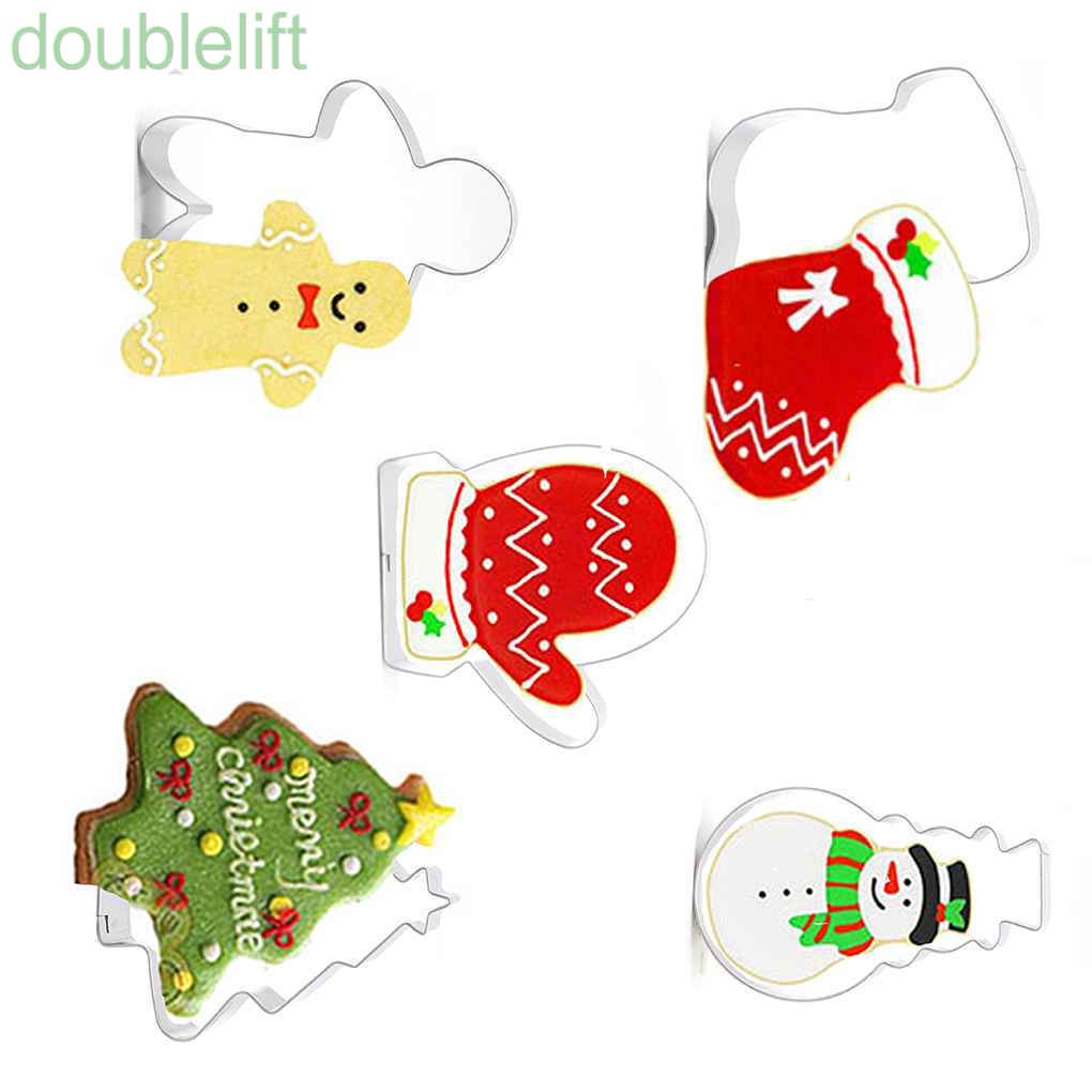 Set 5 khuôn cắt kẹo mềm trang trí bánh tạo hình cây thông giáng sinh