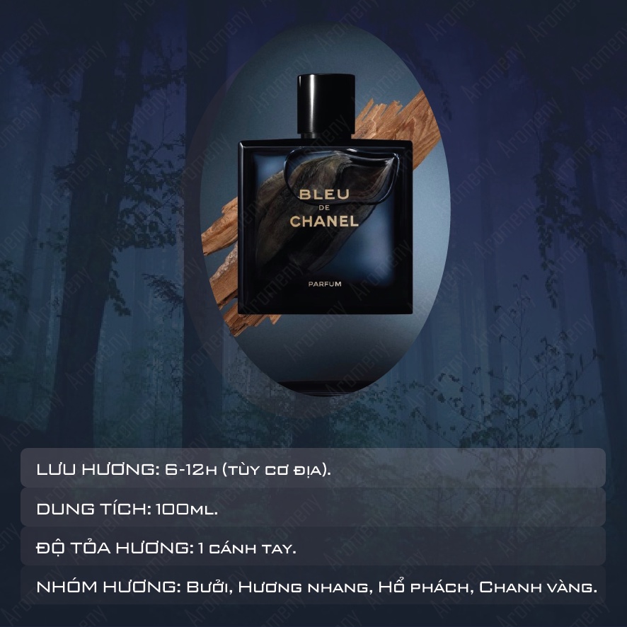 Nước hoa nội địa trung Bleu 100ml cho nam - Tinh dầu nước hoa nam thơm lâu hương gỗ tuyết tùng - Aromeny.Parfume