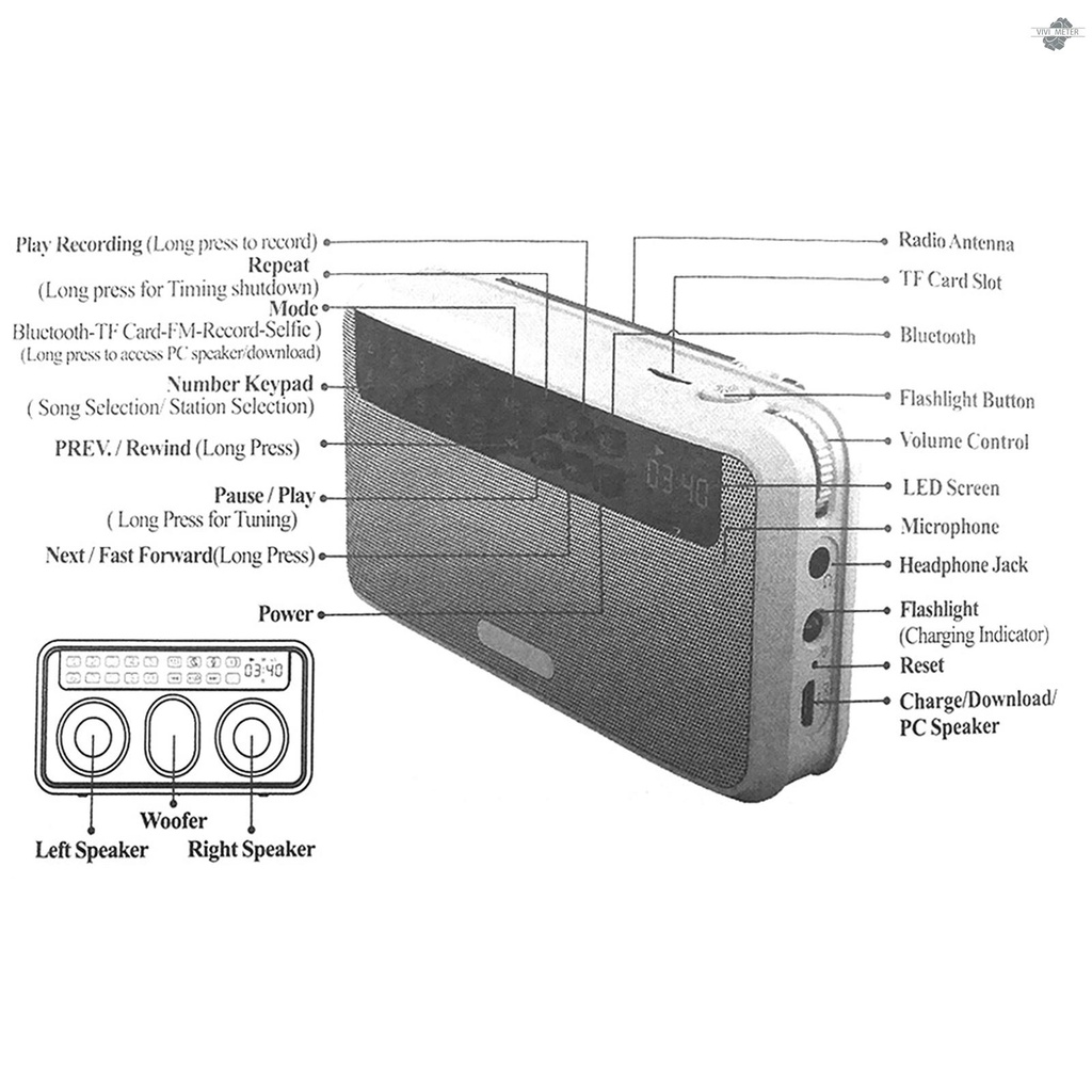 Loa bluetooth không dây E500 6W Hifi tích hợp đèn led + mic hỗ trợ thẻ nhớ tf