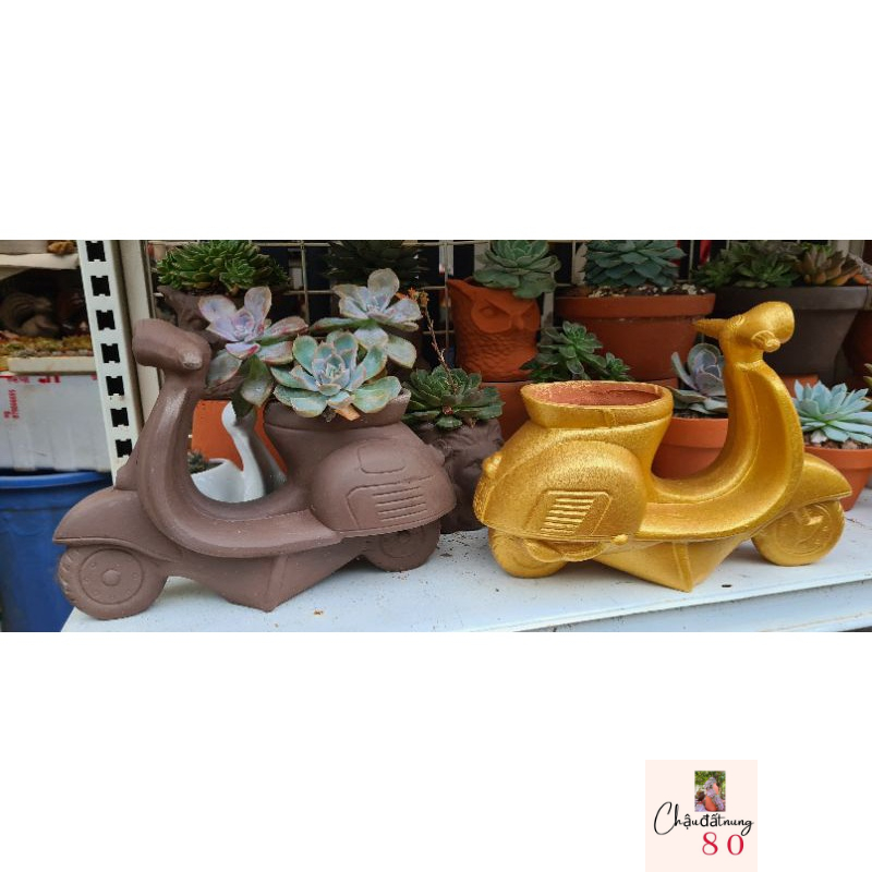 Chậu đất nung - chậu xe Vespa