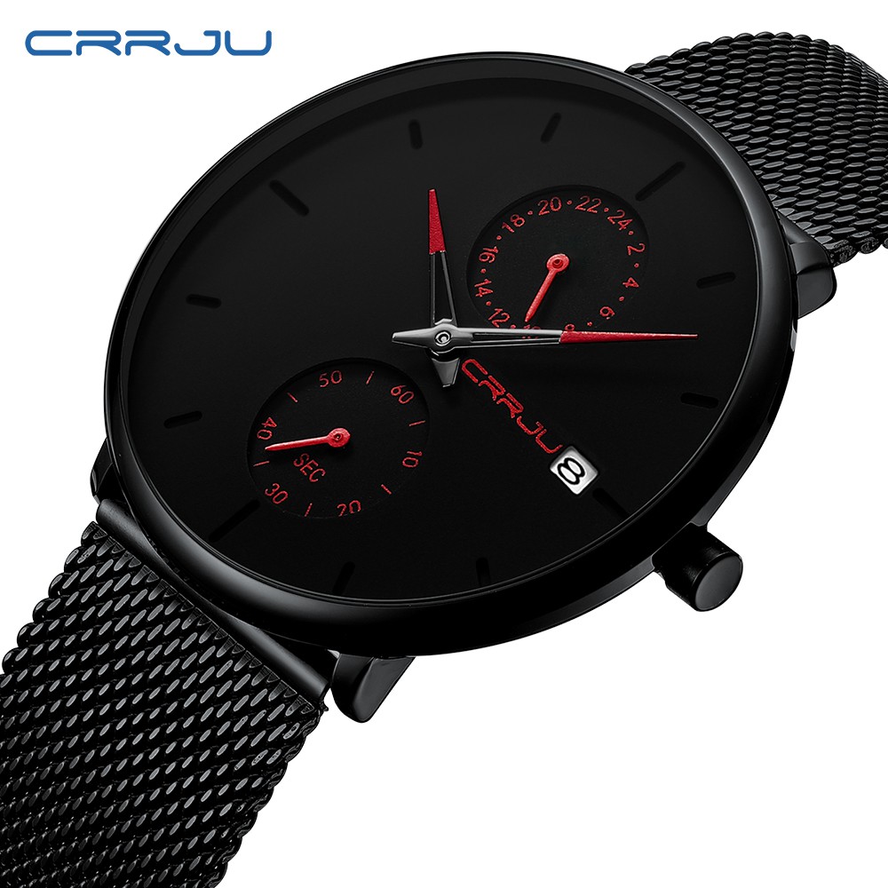 CRRJU Men's Watch Fashion Leisure Sports Waterproof Stainless Steel Quartz 2265