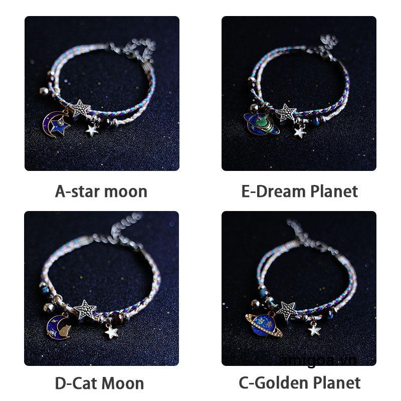 ✨✨Bộ 2 chiếc vòng tay tình bạn bện dây mặt phi hành gia điều chỉnh được thân thiện với môi trường dành cho các cặp đôi