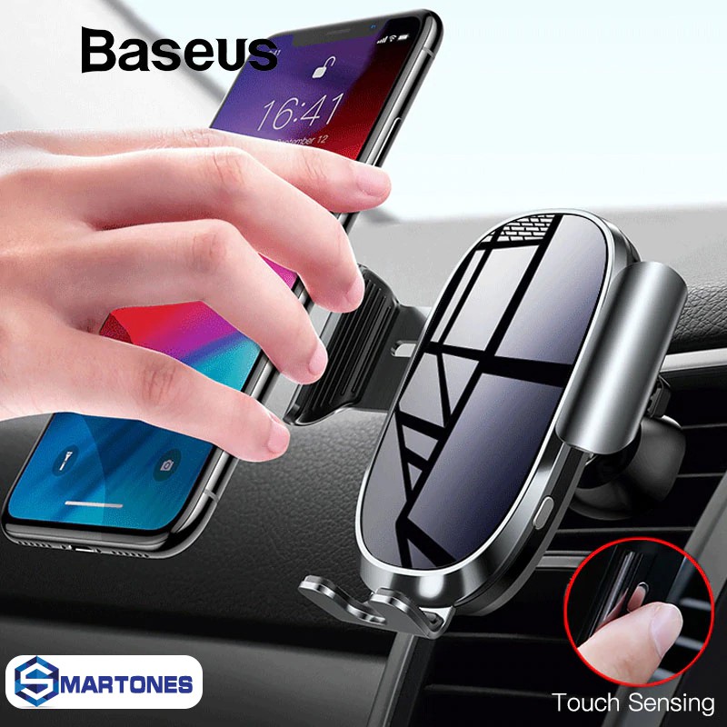 Giá đỡ điện thoại Baseus Smart Car tích hợp cảm biến tự động khóa giữ thiết kế kim loại và kinh cho điện thoạị 4.7-6.5'