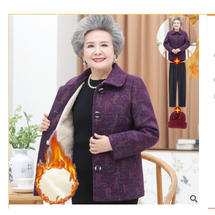 áo khoác dạ trung niên lót lông cho mẹ và bà 2021