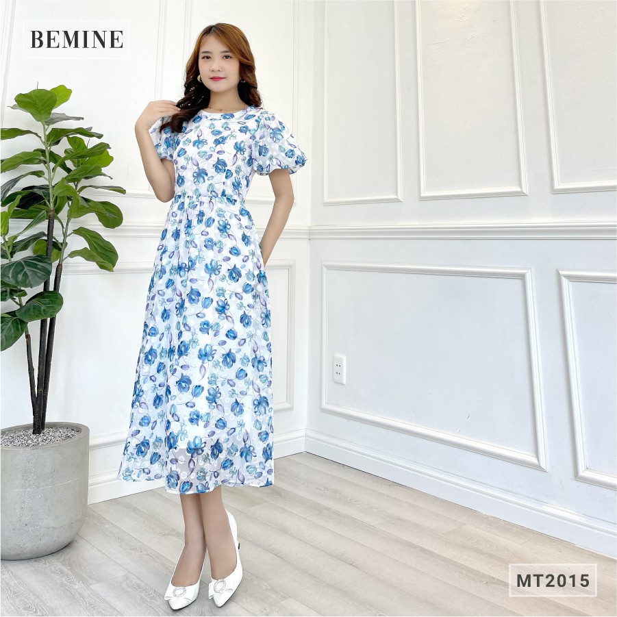 Đầm bông tay phồng dáng dài BEMINE MT2015TRANG | BigBuy360 - bigbuy360.vn