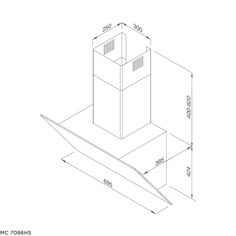 Máy hút khử mùi áp tường Malloca MC 7086HS - Công suất hút 1200m3/h - Hàng chính hãng