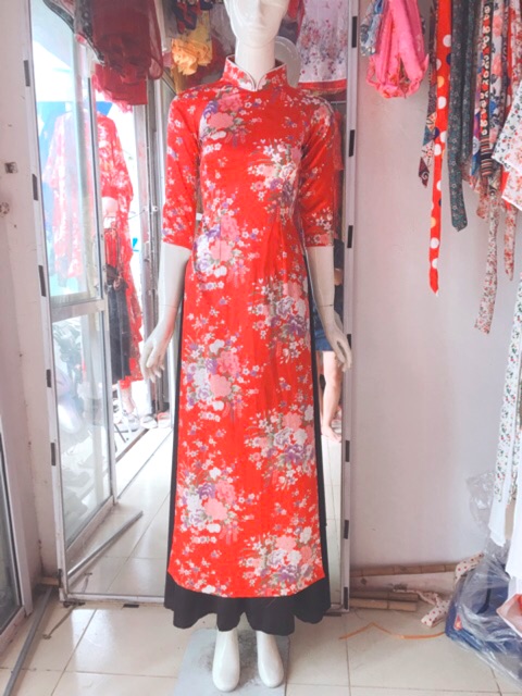Áo dài hoa nhí lẻ size