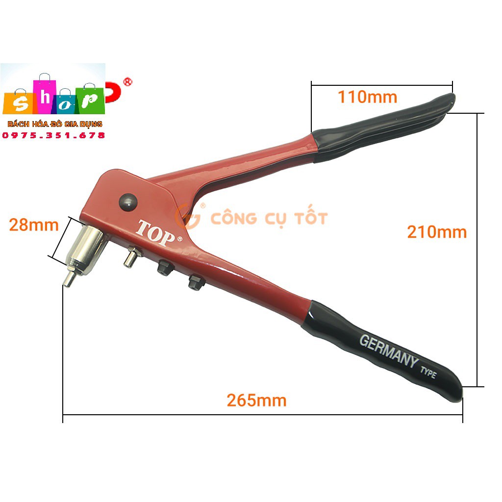 Kìm Rút Tán Đinh Hand Riveter TOP Đài Loan-Chịu lực- chống rỉ sét- GIADUNG24H